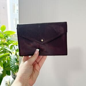 Diane Von Furstenberg Maroon Red Leather Clutch